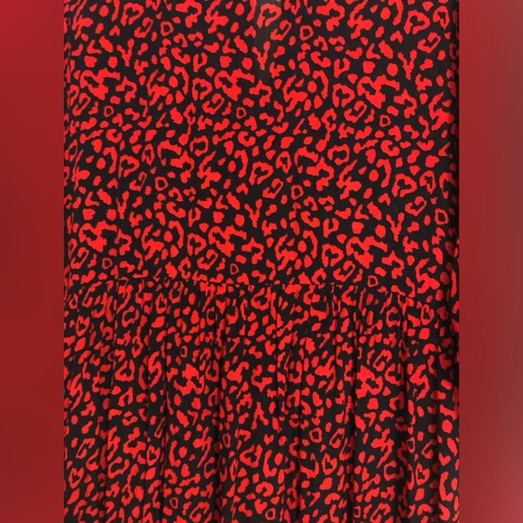 DEAL!!Red, black animal print flattering midi dress, XS - Picture 2 of 6